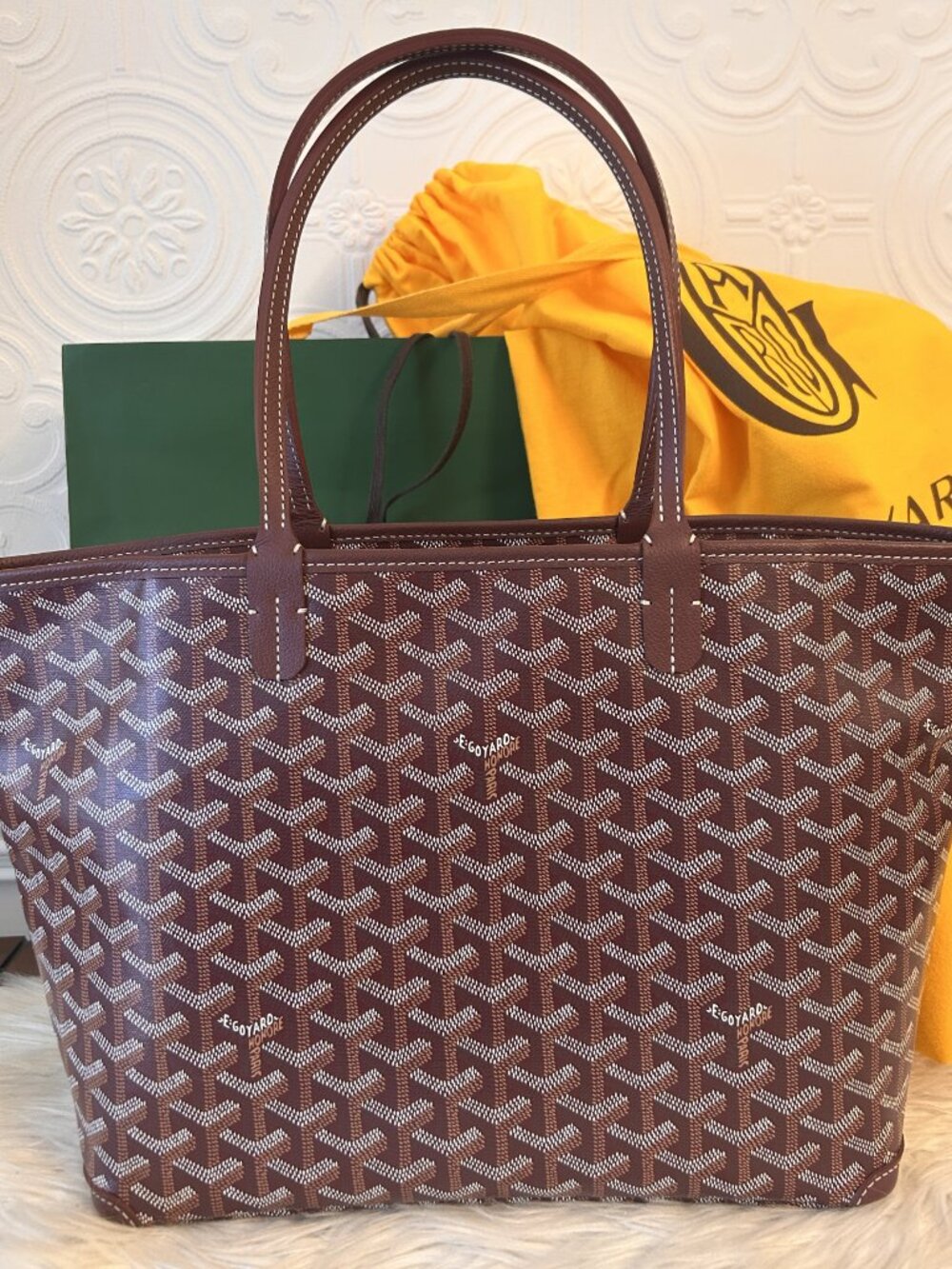 GOYARD Artois PM in Bordeaux with shopping tote, dust bag, original receipt
